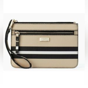 New Kate Spade Tinie Shore Stripe Zip Wristlet Ottoman Stripes Multi